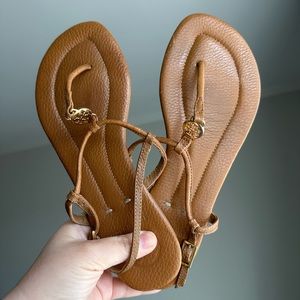 Tory Burch Leather Sandals in Brown Size 7